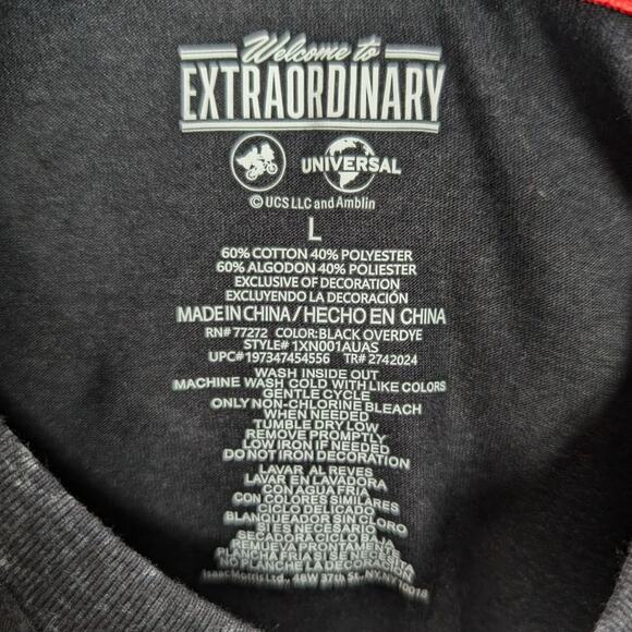 Universal Studios Shirt Mens Large Black ET Jaws Jurassic Park Back to future - Picture 4 of 6